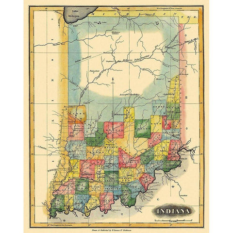 Indiana - Lucas 1823 Black Modern Wood Framed Art Print by Lucas