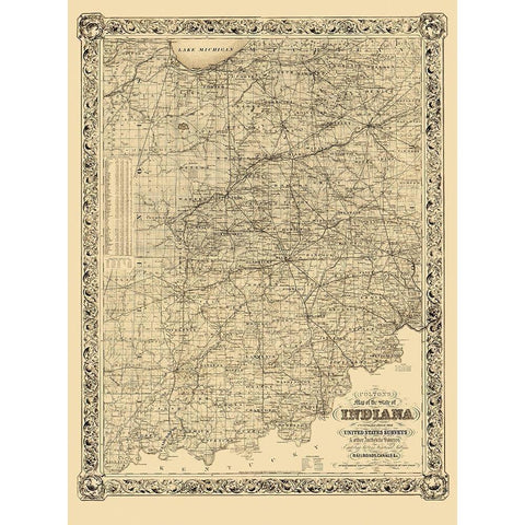 Indiana - Colton 1860 White Modern Wood Framed Art Print by Colton