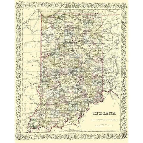 Indiana - Colton 1856 White Modern Wood Framed Art Print by Colton