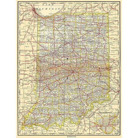 Railroad Map - 1879 Black Modern Wood Framed Art Print by Unknown