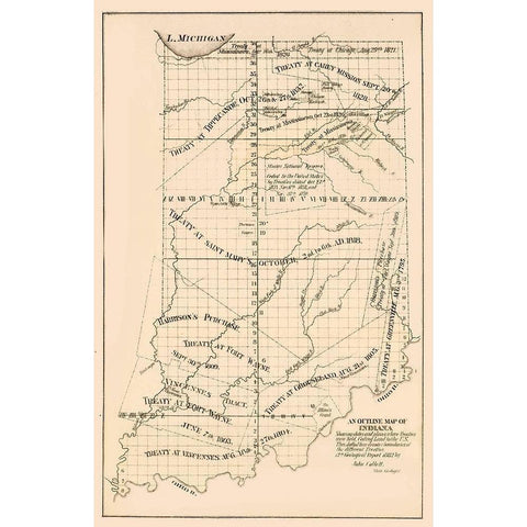 Indiana - Collot 1882 Black Modern Wood Framed Art Print with Double Matting by Collot