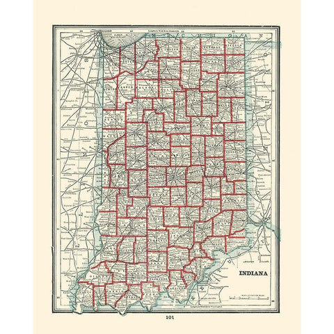 Indiana - Rathbun 1893 Black Modern Wood Framed Art Print by Rathbun