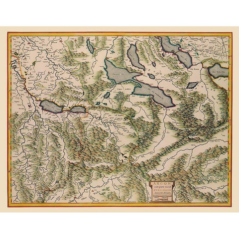 Aargau Canton Switzerland - Blaeu 1630 Black Modern Wood Framed Art Print by Blaeu