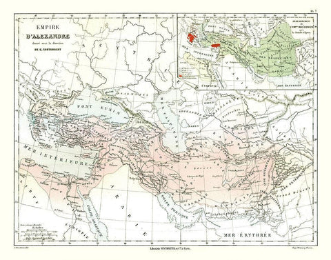 Alexanders Empire - Cortambert 1880 White Modern Wood Framed Art Print with Double Matting by Cortambert