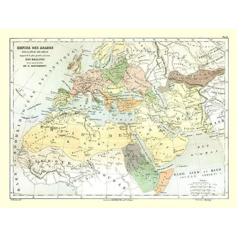 Arabian Empire - Cortambert 1880 Gold Ornate Wood Framed Art Print with Double Matting by Cortambert