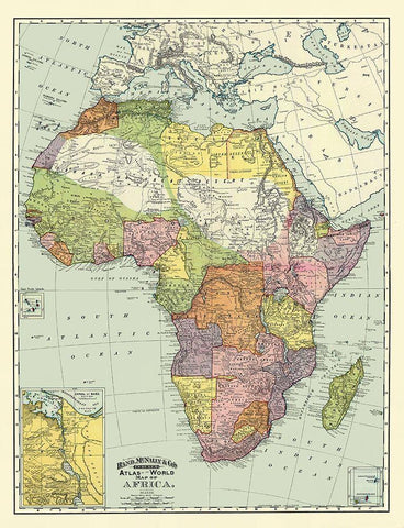 Africa - Rand McNally 1897 White Modern Wood Framed Art Print with Double Matting by Rand McNally