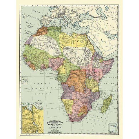 Africa - Rand McNally 1897 Black Modern Wood Framed Art Print by Rand McNally