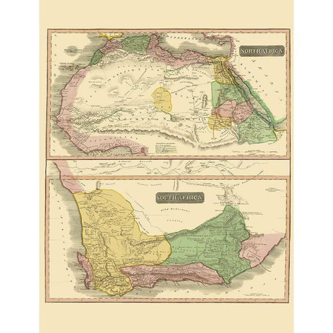 Africa - Thomson 1815 Black Modern Wood Framed Art Print with Double Matting by Thomson