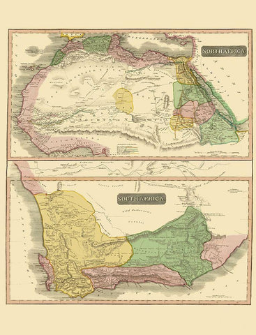 Africa - Thomson 1815 Black Ornate Wood Framed Art Print with Double Matting by Thomson