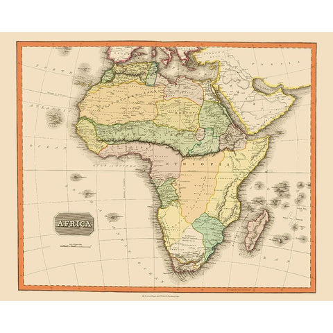 Africa - Thomson 1821 Gold Ornate Wood Framed Art Print with Double Matting by Thomson