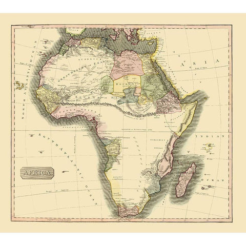 Africa - Thomson 1817 Black Modern Wood Framed Art Print with Double Matting by Thomson