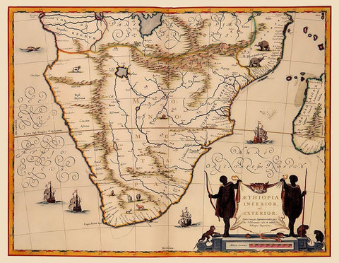 Southern Africa - Jansson 1635 White Modern Wood Framed Art Print with Double Matting by Jansson