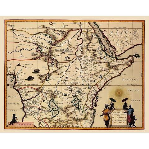 Eastern Africa - Blaeu 1635 Black Modern Wood Framed Art Print by Blaeu