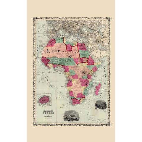 Africa - Johnson 1860 White Modern Wood Framed Art Print by Johnson