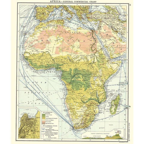General Commercial Chart Africa - Newnes 1907 Gold Ornate Wood Framed Art Print with Double Matting by Newnes