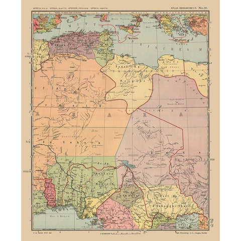 South Africa - Streit 1913 Black Modern Wood Framed Art Print with Double Matting by Streit