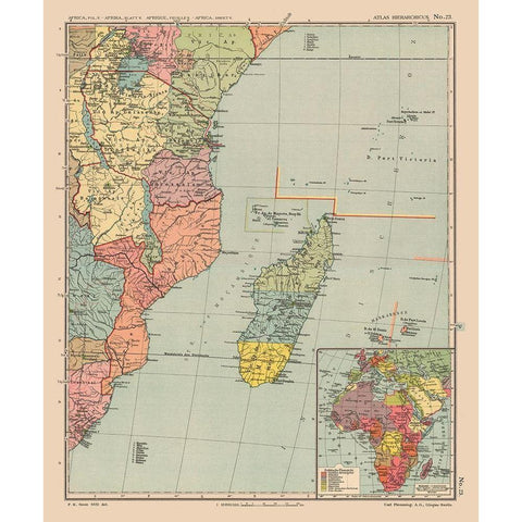 Southeastern Africa Madagascar - Streit 1913 White Modern Wood Framed Art Print by Streit