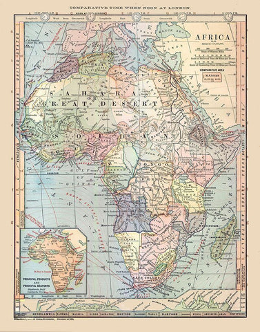 Africa - Monteith 1882 White Modern Wood Framed Art Print with Double Matting by Monteith