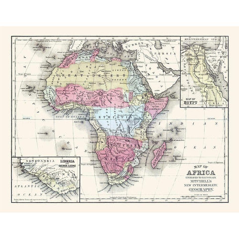 Africa - Mitchell 1877 White Modern Wood Framed Art Print by Mitchell