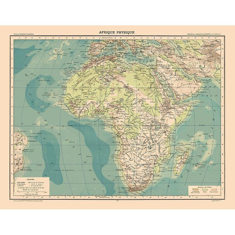 Physical Africa - Schrader 1908 Gold Ornate Wood Framed Art Print with Double Matting by Schrader