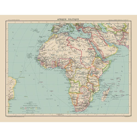 Political Africa - Schrader 1908 Gold Ornate Wood Framed Art Print with Double Matting by Schrader