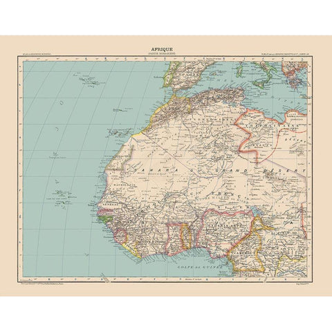 North West Africa - Schrader 1908 Black Modern Wood Framed Art Print by Schrader