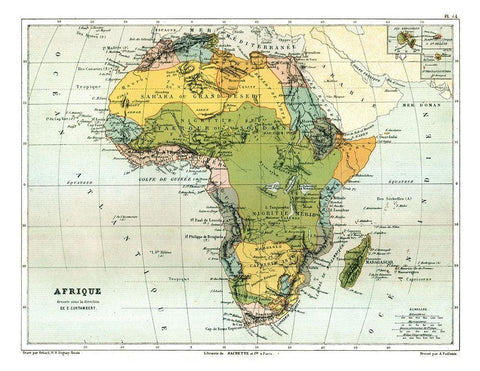 Political Africa - Cortambert 1880 Black Ornate Wood Framed Art Print with Double Matting by Cortambert