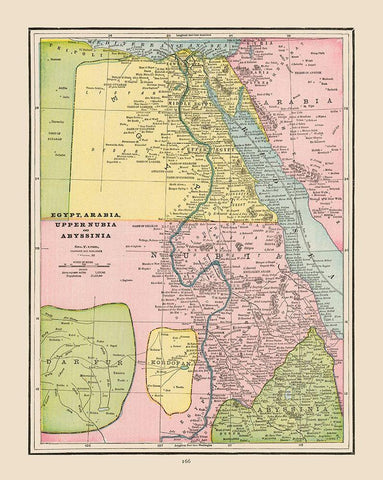 Northeastern Africa - Cram 1892 White Modern Wood Framed Art Print with Double Matting by Cram