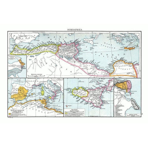 North Africa - Droysen 1886 Gold Ornate Wood Framed Art Print with Double Matting by Droysen