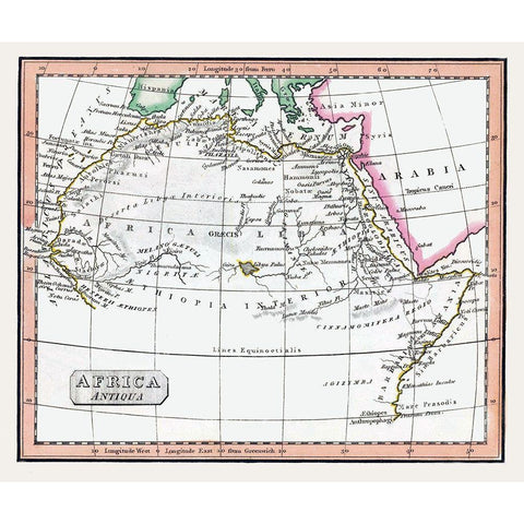 Northern Ancient Africa - Fenner 1830 Black Modern Wood Framed Art Print by Fenner