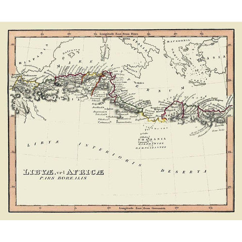 Ancient Northern Africa - Fenner 1830 Black Modern Wood Framed Art Print by Fenner