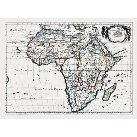 Africa - Sanson 1641 Black Modern Wood Framed Art Print by Sanson