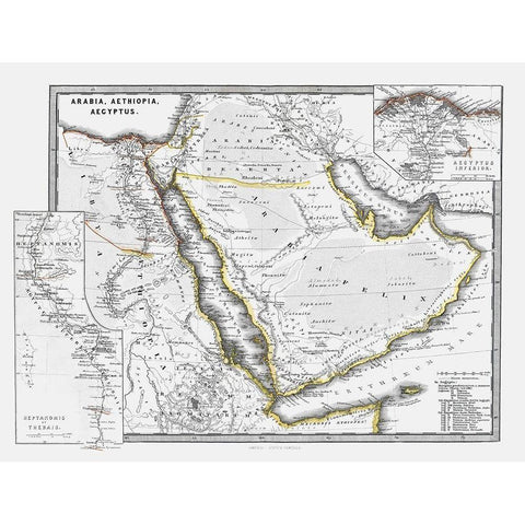 Arabia Ethiopia Egypt - Spruner 1865 Black Modern Wood Framed Art Print with Double Matting by Spruner