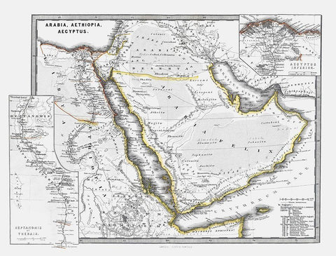 Arabia Ethiopia Egypt - Spruner 1865 Black Ornate Wood Framed Art Print with Double Matting by Spruner