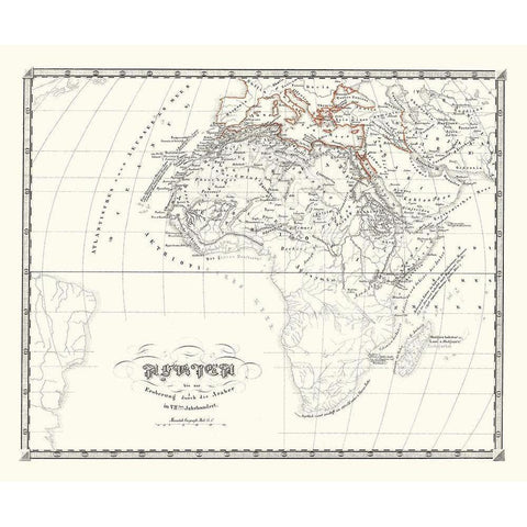 Africa Prior to Mohammedan - Spruner 1855 Gold Ornate Wood Framed Art Print with Double Matting by Spruner