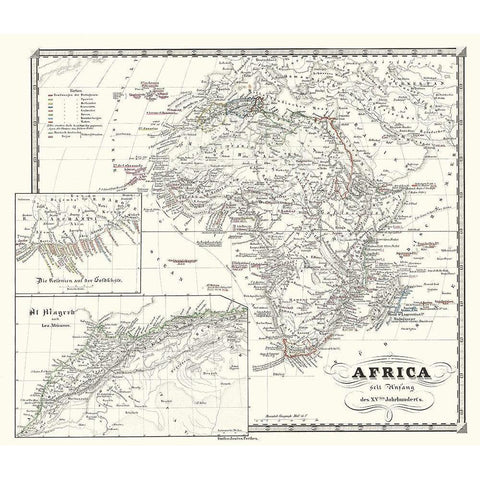 Africa 15th Century - Spruner 1855 White Modern Wood Framed Art Print by Spruner