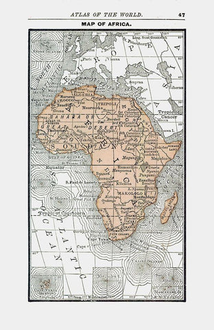 Africa - Alden 1886 White Modern Wood Framed Art Print with Double Matting by Alden
