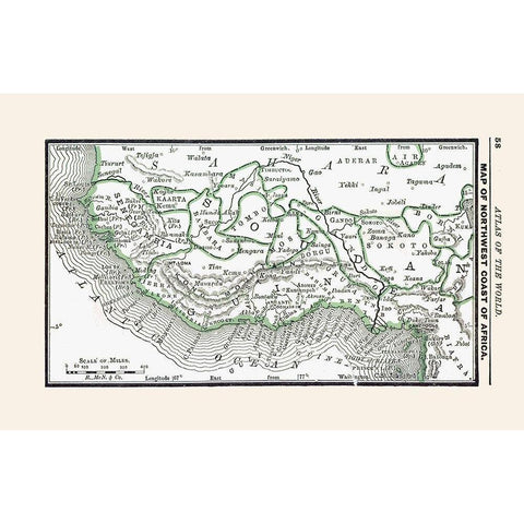 North West African Coast - Alden 1886 Black Modern Wood Framed Art Print with Double Matting by Alden