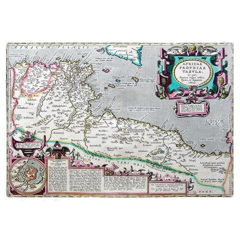 Ancient Africa - Ortelius 1570 Black Modern Wood Framed Art Print with Double Matting by Ortelius