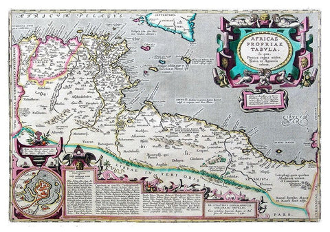 Ancient Africa - Ortelius 1570 Black Ornate Wood Framed Art Print with Double Matting by Ortelius