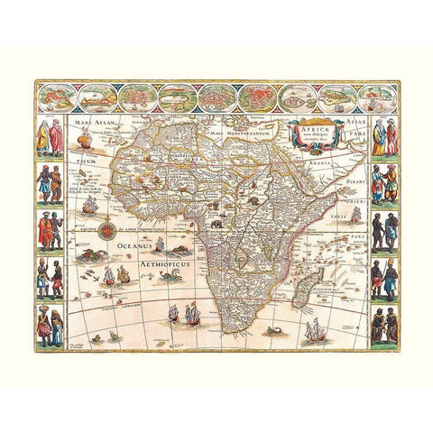 Africa - Blaeu 1630 Black Modern Wood Framed Art Print by Blaeu