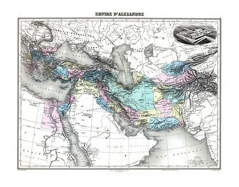 Alexander the Great Empire Europe Asia - Lacoste Black Ornate Wood Framed Art Print with Double Matting by Lacoste