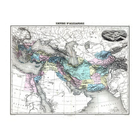 Alexander the Great Empire Europe Asia - Lacoste Black Modern Wood Framed Art Print by Lacoste