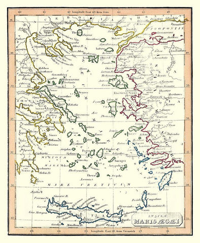 Aegean Islands Europe - Fenner 1830 White Modern Wood Framed Art Print with Double Matting by Fenner