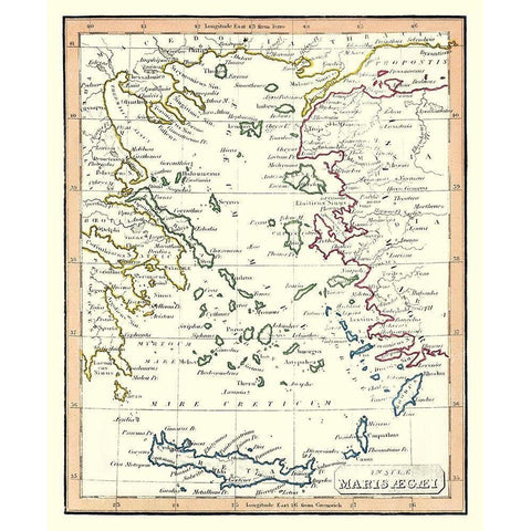 Aegean Islands Europe - Fenner 1830 Gold Ornate Wood Framed Art Print with Double Matting by Fenner