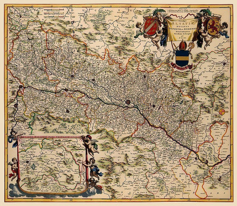 Alsace Region France - De Wit 1688 Black Ornate Wood Framed Art Print with Double Matting by De Wit