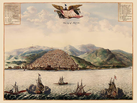 Algiers Mapbook Algeria - Ogilby 1690 Black Ornate Wood Framed Art Print with Double Matting by Ogilby