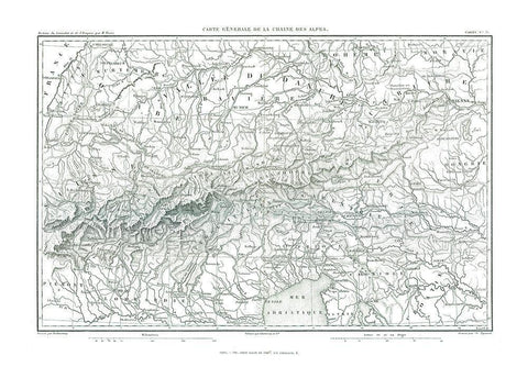 Alps Europe - Thiers 1866 White Modern Wood Framed Art Print with Double Matting by Thiers