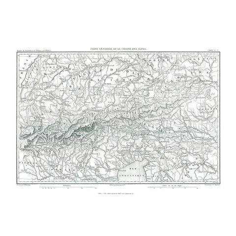 Alps Europe - Thiers 1866 Gold Ornate Wood Framed Art Print with Double Matting by Thiers