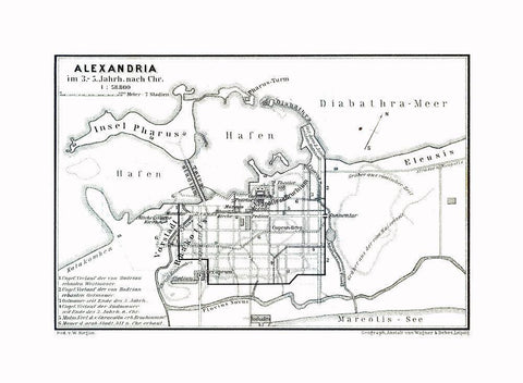 Alexandria 3 to 5 BC Egypt - Baedeker 1913 White Modern Wood Framed Art Print with Double Matting by Baedeker